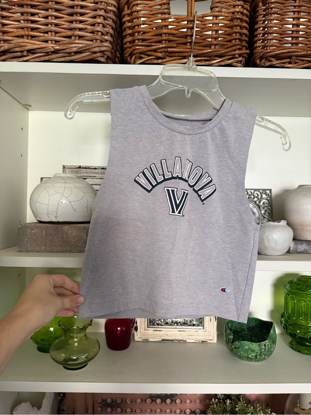Champion Light Gray Villanova Crop V-Neck Tank